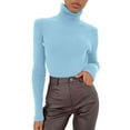thumbnail image 2 of BOOMILK Turtleneck Sweaters for Women Slim Fit Lightweight Long Sleeve Undershirt Warm Knitted Pullover Blue, 2 of 8