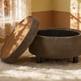 thumbnail image 5 of S-HOME Modern Tufted Fabric 25 Inch Round Storage Ottoman Coffee Table with Tray, Multifunctional Design for Living Room or Bedroom Use, Coffee, 5 of 11
