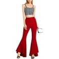 thumbnail image 6 of Frontwalk Casual Vintage Ruffle Flare Pants for Women Ladies Fashion Bell Bottom Pants Solid Color Slim Fit Leggings, 6 of 6