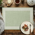 thumbnail image 3 of Placemats Set of 4, Sage Green Linen Key Design Placemats Set of 4, Geometric Back Pattern Tablemats Placemat Table Decoration for Kitchen Table Dinner Party Home Decor Indoor Outdoor 13x19 Inch, 3 of 8