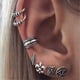 thumbnail image 1 of Balinese Hoop Earring Silver Leaf Stud Earings Sets Cicle Round Assorted Earring Jewelry for Women and Girls (Pack of 7) (Pattern 1), 1 of 4
