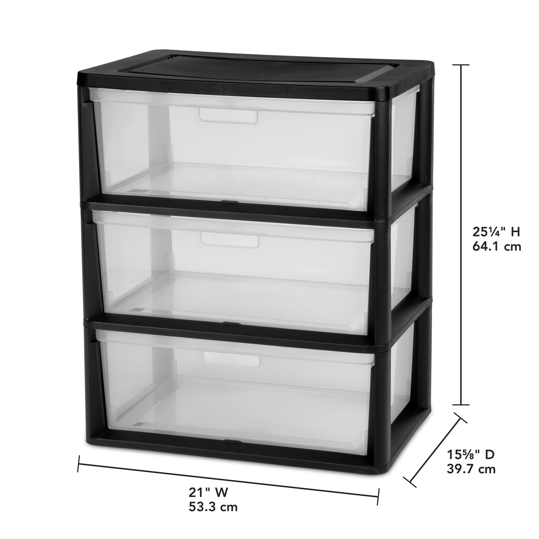 Sterilite Wide 3 Drawer Tower, Easy to Assemble with Removab