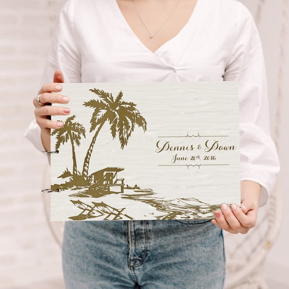 Darling Souvenir Personalized Engraved Laser Cut Wedding Guest Book Wooden Cover Sign-in Book Registry Guestbook Scrapbook-NN