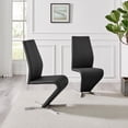 thumbnail image 2 of Willow Faux Leather Chrome Z Dining Chairs, Black (Set of 2), 2 of 6