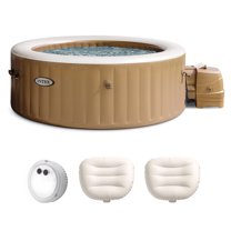 Intex PureSpa 4 Person Inflatable Spa, Multicolor Light, & 2 Pack Headrests