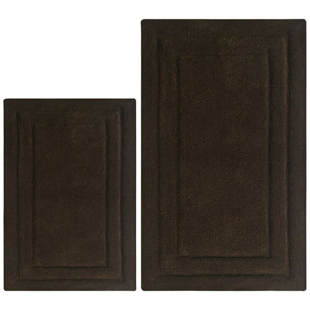 Classic 2 Pc Bath Rug Set Dark Brown