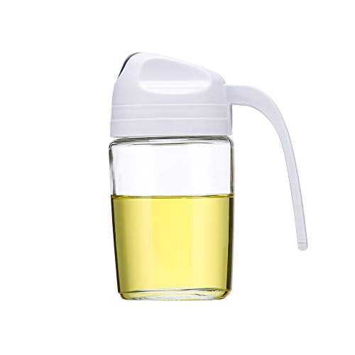 300ml AINAAN Auto Flip Olive Oil Dispenser Bottle,Leakproof Condiment Container,Non-Slip Handle for Kitchen Cooking Gray 
