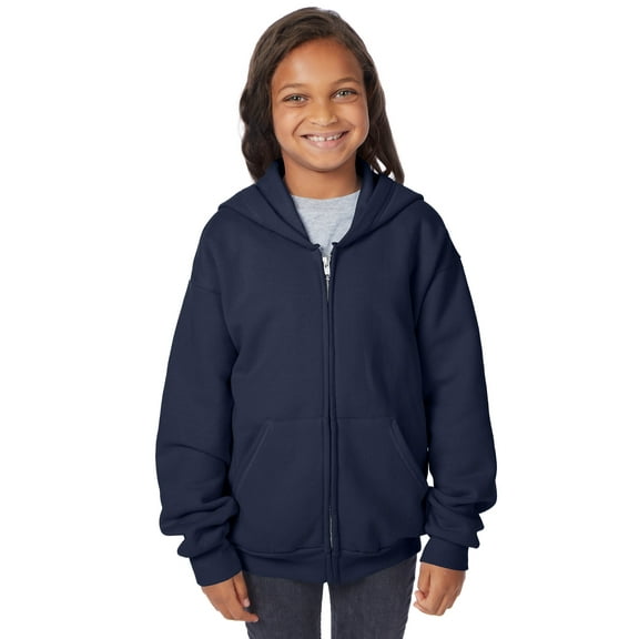 Hanes EcoSmart Kids' Full-Zip Hooded Jacket Navy M