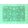 thumbnail image 1 of Ahgly Company Machine Washable Indoor Rectangle Oriental Turquoise Blue Traditional Area Rugs, 2' x 4', 1 of 4