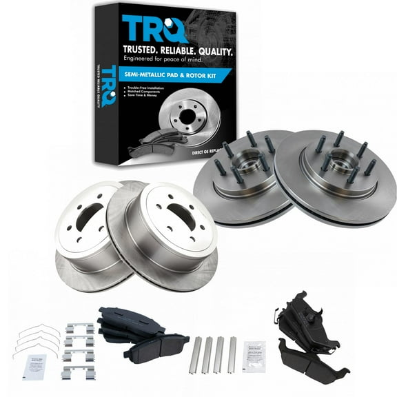 TRQ Front and Rear Brake Pad & Rotor Kit Brake Pads Brake Rotor Semi-Metallic Fits Select 2004-2008 Ford F-150 2006-2008 Lincoln Mark LT