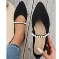 thumbnail image 5 of DIVVce Pointed Toe Flats For Women Stretch Knit Pearl Beaded Single Thin Strap Slip On Flat Shoe Footwear, 5 of 7