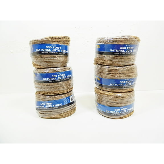 6 Rolls Twine Jute Natural String Rope 3Ply Cord 2100 ft 2mm Burlap Hemp