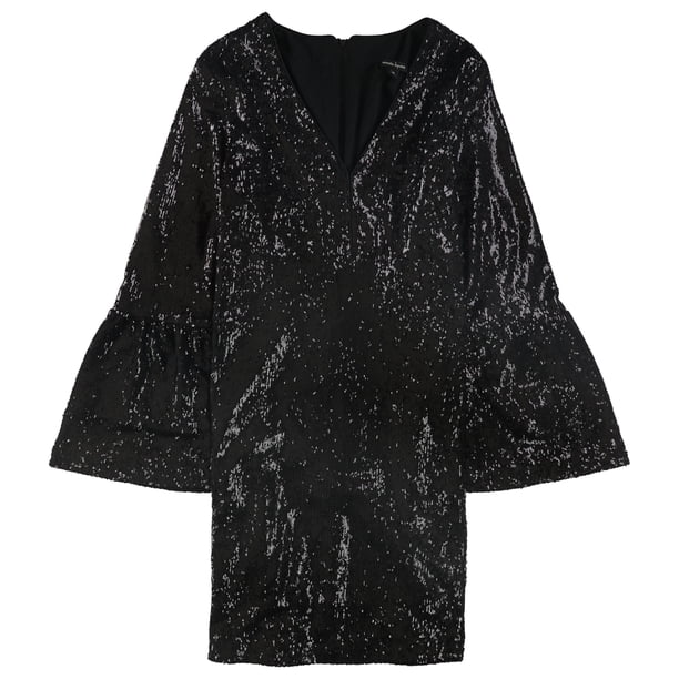 Nanette Lepore Vestido de cóctel con lentejuelas para mujer, negro, 12