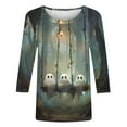 thumbnail image 4 of VKOYWKM Womens Tops 3/4 Sleeve Halloween Shirts Pumpkin Ghost Graphic T Shirts Loose Fit Crew Neck T-Shirts Halloween Costumes, 4 of 5