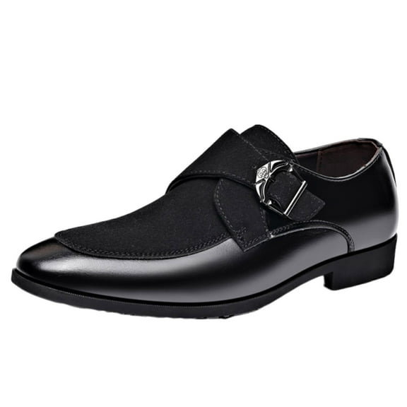 Wensltd Men's Dress Shoes Comfort Soft Leather Fashion Dress Business Casual Shoes for Men Black