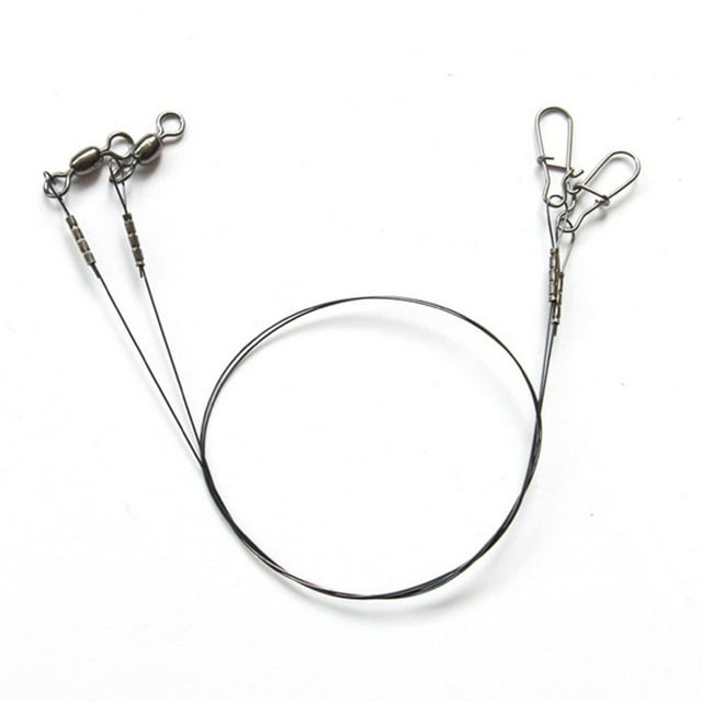 2x Fishing Titanium Wire Leader Line With Swivel Duo-Lock Snap for PredatoryFish 35cm 18kg
