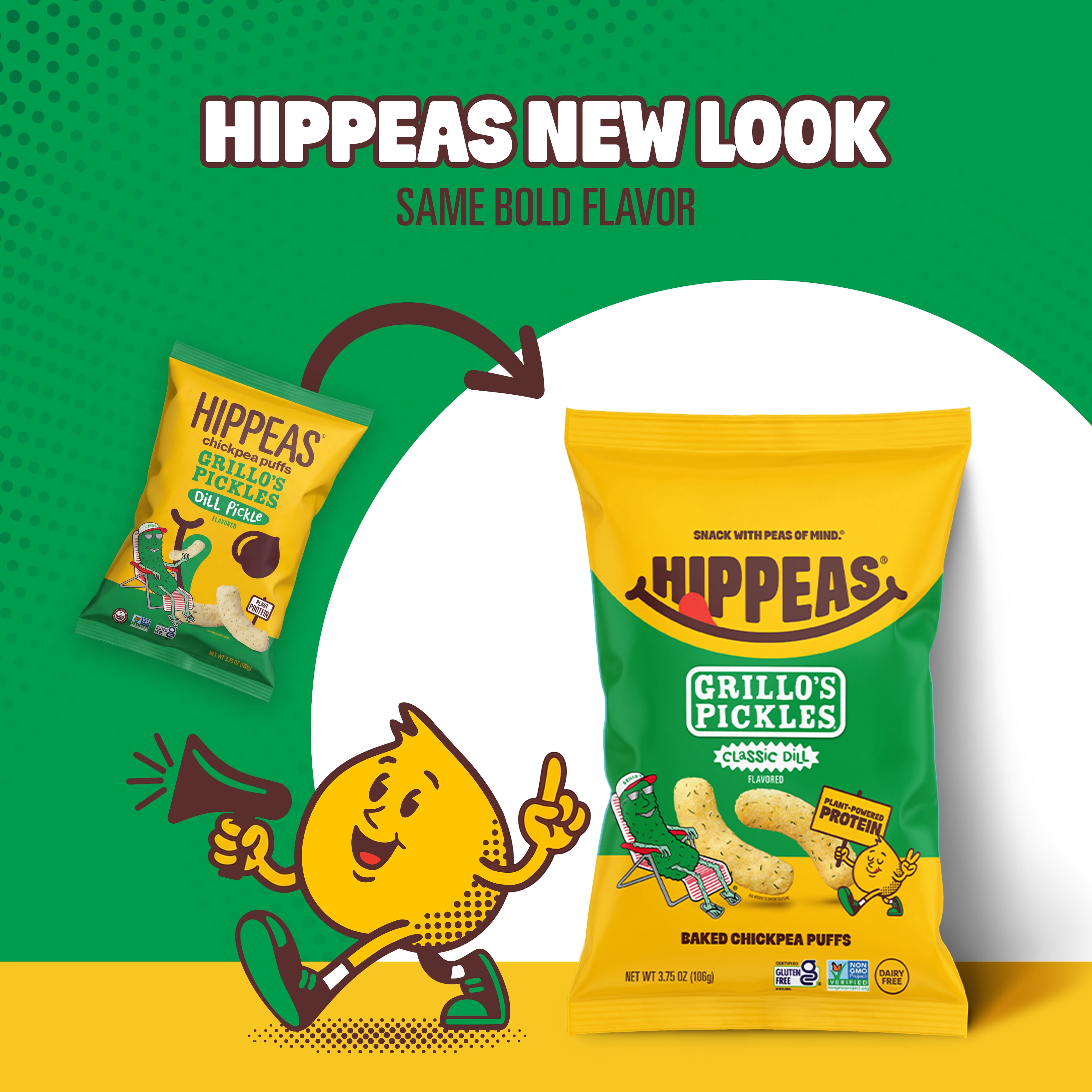 HIPPEAS Chickpea Puffs, Grillo's Dill Pickle, Gluten Free, Dairy