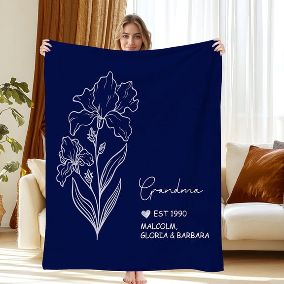 Personalized Throw Blanket, Custom Blanket with Name, Customized Flannel Throw Blanket, Christmas Blanket Gifts for Family and Friends