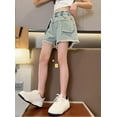 thumbnail image 6 of TOOYOU Girls Jeans Demin Pants Summer Loose Fashion Personality Casual Thin Denim Shorts Versatile Casual Trousers For Sweet Girls Size 4-5 Years Light Blue, 6 of 6