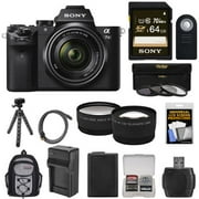 Angle View: Sony Alpha A7 II Digital Camera + 28-70mm FE OSS Lens with 64GB Card + Backpack + Battery + Tripod + Tele/Wide Lens Kit