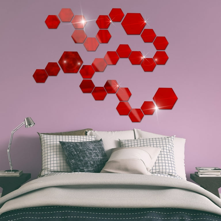 Hexagon Acrylic Mirror DIY Wall Sticker 3D Stereo Home Decor with