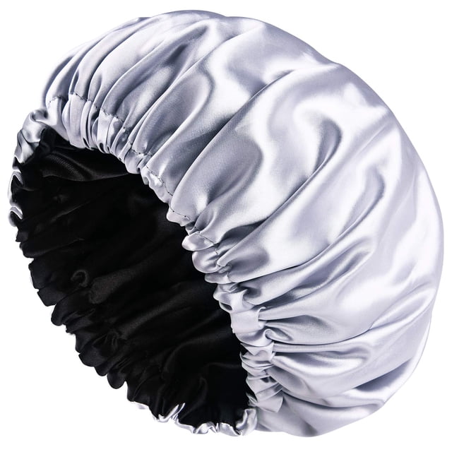 Grande, Double Couche, Réversible, Bonnet en Satin Réglable pour Dormir
