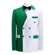 Cloudstyle Men's Two-Tone Peaked Lapel Double-Breasted 6-Button 2-Piece Suit with Double Rear Vents (Blazer + Trousers) - Casual All-Season