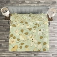 thumbnail image 3 of Ambesonne Floral Quilted Bedspread Set 3 Pcs, Vintage Retro Swirls, Queen Size, Pistachio Green White, 3 of 3