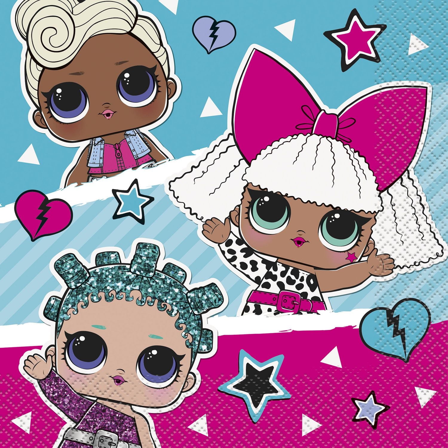 serviettes en papier LOL Surprise, 16CT 2 plis, chacun mesure 16,5 x 16,5 cm plié