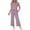 Purple, variant on Avrnliq Womens Black Two Piece Casual Set, Stretch Breathable V Neck Cap Sleeve Top & Drawstring Waist Wide Leg Cropped Pants for Everyday Home Travel Wear,Size L