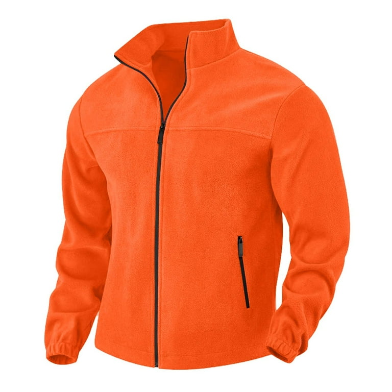 EchfiProm Men Sweatshirt Zipper Orange No Hood Zip Mock Neck