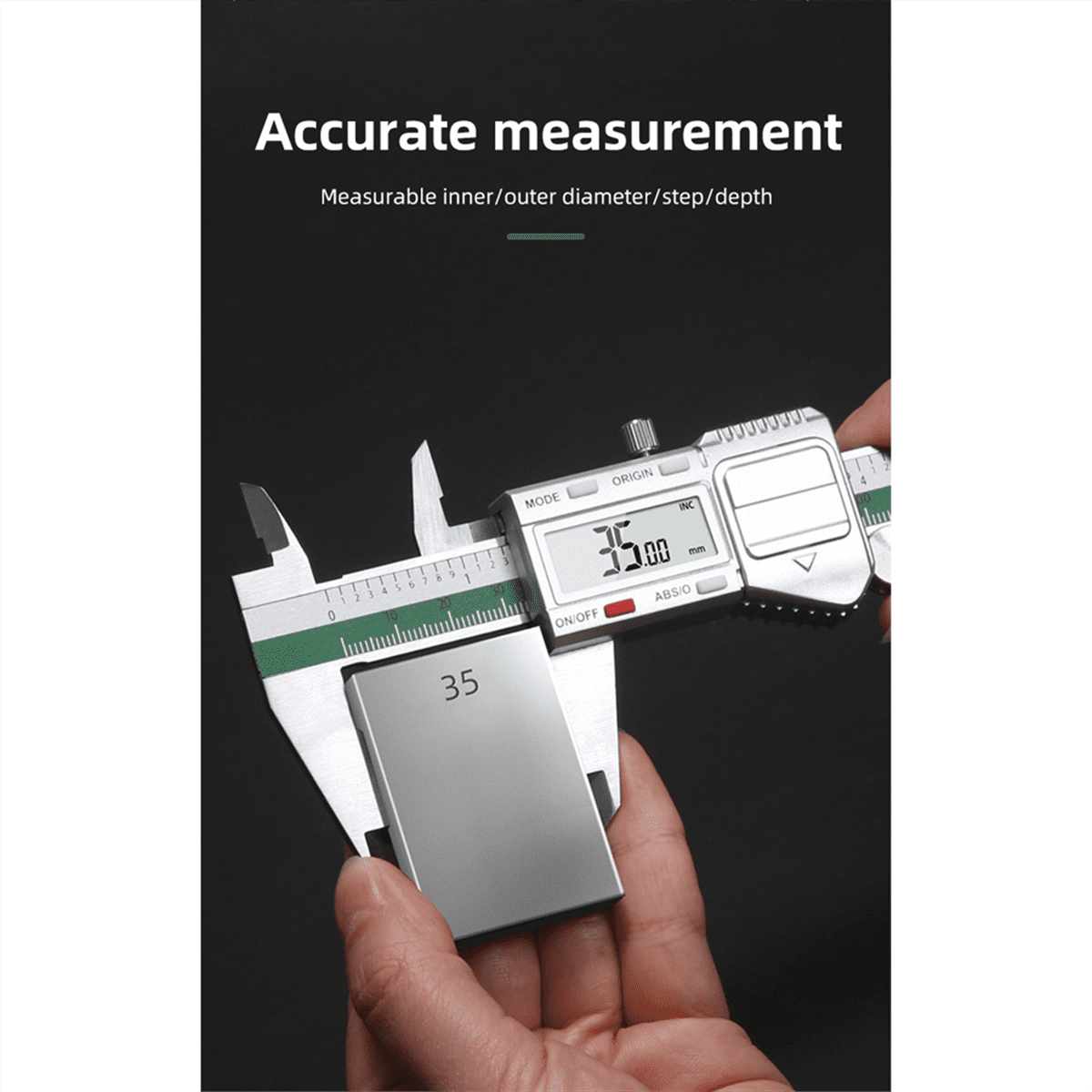 150mm Stainless Steel Caliper Zero Setting 0.01mm High Precision 6-Inch for Mechanical Components Measure,1 x Digital Caliper,Green