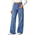 thumbnail image 6 of Hearthz Wide Leg Woman Jeans High Waisted Stretchy Straight Leg Baggy Jeans for Women Trendy Seamed Front Loose Denim Pants for Women with Pockets, 6 of 6