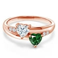 thumbnail image 2 of Gem Stone King 18K Rose Gold Plated Silver Green Nano Emerald Ring Set with Moissanite (1.00 Cttw) (Size 6), 2 of 5