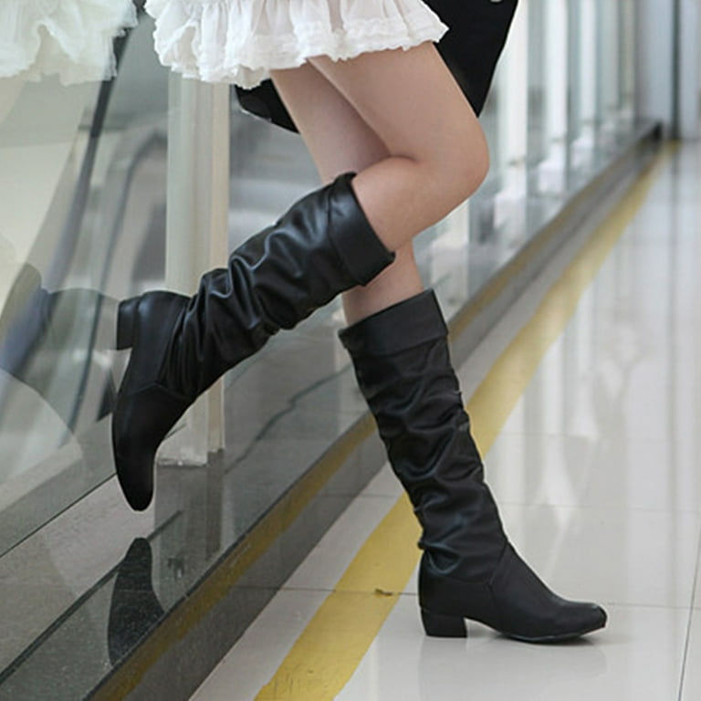 Black flat heel best sale boots