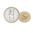 thumbnail image 1 of Esqueleto humano boceto personas Broche de oro metálico circular, 1 of 3