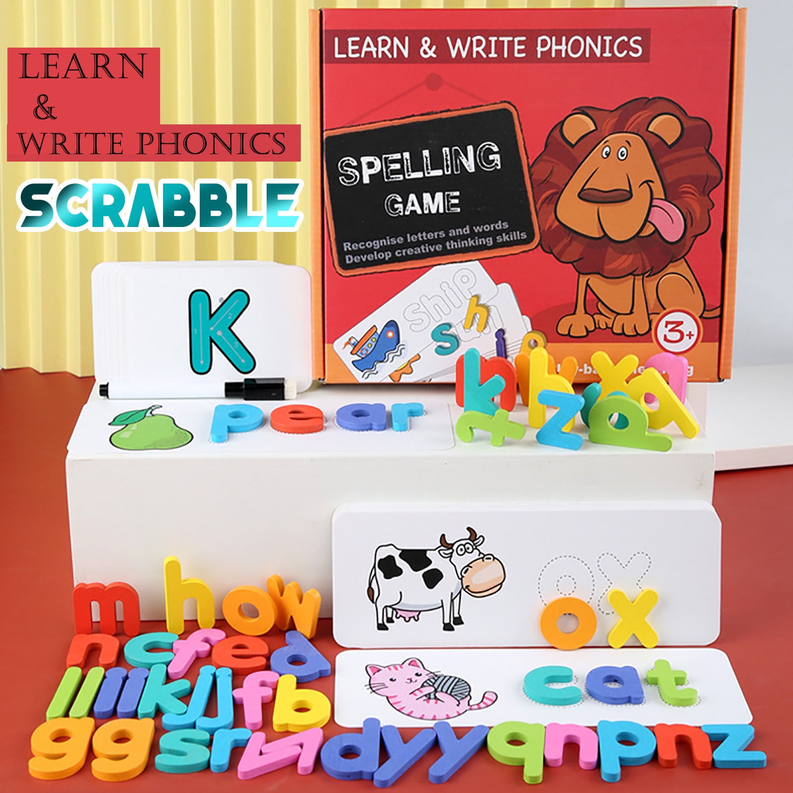 Wooden Cardboard English Spelling Alphabet Game Early Education Educational Toy 