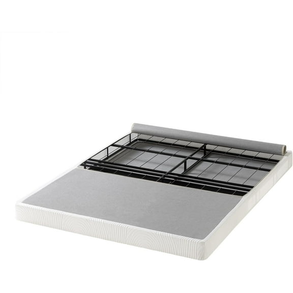 4 Inch Box Spring with Cover, No Assembly Mattress Foundation, Sturdy Metal Structure, Full, White