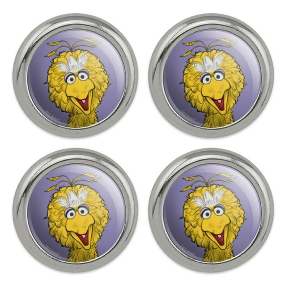 Sesame Street Vintage Big Bird Metal Craft Sewing Novelty Buttons - Set of 4