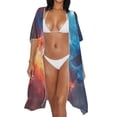 thumbnail image 3 of HELLHERO Half Sleeve Bathing Suit Cover Up for Vacation High Quality Fabrics Comfort Long Kimono Cover Ups for Swimwear Women Fire And Ice, 3 of 6