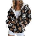 thumbnail image 2 of Puntoco Chaqueta tipo suéter con capucha de manga larga con cremallera y estampado informal para mujer Puntoco Puntoco-2532, 2 of 5