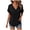 Black, variant on idosla Womens Summer Gauze Blouses Crinkle Texture V Neck Short Sleeve Pullover Shirts Solid Color Work Camping Outfits Top (Red, XL)