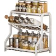 thumbnail image 1 of SHIQI-Spice Rack Organizer, 3 Tier Carbon Steel Counter Organizers Storage Shelf, Utensil Drawer Organizer, Pantry Kitchen Seasoning Step Shelf for Spice Bottles, Jars (White), 1 of 4