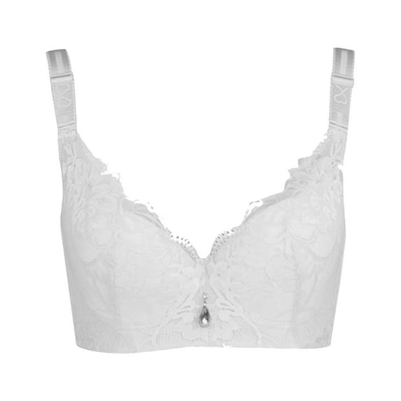 Bigersell Soft Bra Women Solid Lace Push-up Bra Underwire Underwear Women Size Full-Coverage Underwire Bra, Style 6027, White 36C