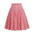 thumbnail image 3 of ATOGUTA Kids Skirt for Girls Casual High Waist Stretchy A-Line Skirts Soft Striped Skorts Fashion Clothes Size 4T-11. Red, 3 of 5