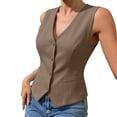 thumbnail image 6 of Tqcoqu Womens Stretchy Knit Blazer Vest Tops, V-Neck Sleeveless Button Down Suit Vest for Business Casual Outfits, 6 of 7
