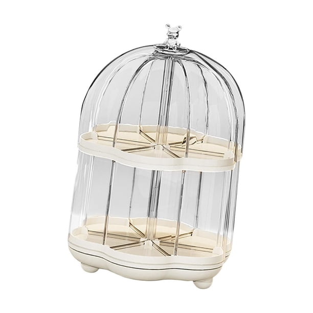 Vitrina transparente giratoria para figuras pequeñas, figuras de juguete blanco 2 capas