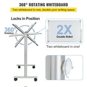 BENTISM Mobile Magnetic Whiteboard Double Sided 360° Rotating Dry Erase Board 24 x 36 Height Adjustable Aluminum Frame White
