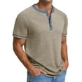 thumbnail image 3 of GENTS BLISS Henley Men Shirts Short Sleeve T shirts for Men Crew Neck Color Block Men Shirts, 3 of 6