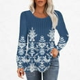 thumbnail image 2 of hxobax Womens Fall Long Sleeve Tops Classic Floral Pullover Tunic Crewneck Pleated T Shirts Blouses, 2 of 5